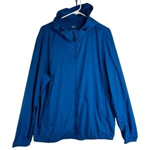 Uniqlo Jacket Blue Hooded Windbreaker Durable Water Repellent UV Cut size XL